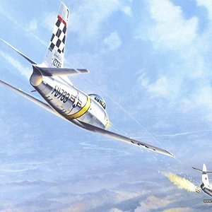 F-86 blowin away a MiG-15 1024x768