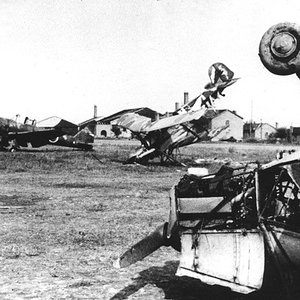 A Japanes airfield at Manchuria after the Russian attack.