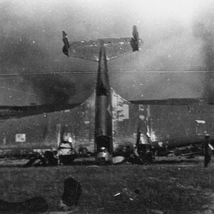 PZL 37B Łoś posed for the German propaganda movie "Kampfgeschwader Lützow", the Małaszewicze airbase, Poland, 1941